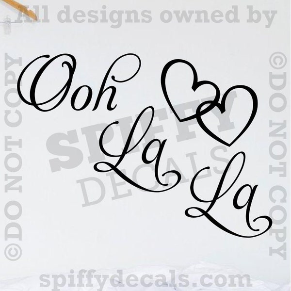 Ooh La La Paris French Fancy Hearts Vinyl Wall Decal Sticker Decor