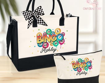 Personalized Bingo Tote Bag, Gift for Bingo Player or Lover, Custom Bingo Carry Canvas Tote, Bingo gift, Gift for Grandma, Bingo Player Gift