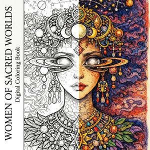 Aura de la Diosa: Libro para colorear místico para adultos 3 en 1 - Arte fantástico, versiones oscura y clara (paquete imprimible)