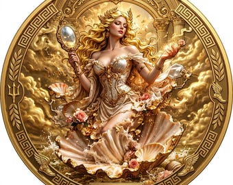 Moneda personalizada de Afrodita, Diosa griega personalizada, Moneda conmemorativa del nacimiento de Venus en oro, Regalo de aniversario de amor con temática mitológica grabado