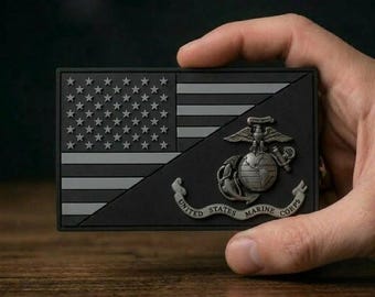 Parche de PVC con la bandera de EE. UU., insignia táctica de moral, parche militar con velcro, parche con la bandera de EE. UU. de la línea gris delgada, parche para mochila.