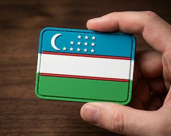 Parche de PVC con la bandera de Uzbekistán, insignia táctica uzbeka, emblema con cierre de velcro para mochila, regalo para viajeros de Asia Central, parche de luna y estrella.