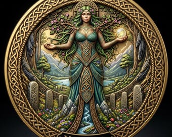 Moneda Danu personalizada, Diosa Madre Celta, Moneda del Desafío de la Deidad de la Tierra, Regalo Pagano Grabado, Arte del Altar Wiccan, Tuatha De Danann
