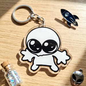 Cute Alien Keychain for Backpack, Clear Acrylic Space Charm, Kawaii Alien Gift for Friend, Aesthetic Keychain Aesthetic,Minimalist UFO Charm