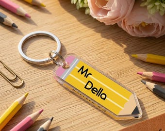 Llavero acrílico personalizado para lápiz, llavero con el nombre del profesor, regalo personalizado para conductor de autobús escolar, etiqueta con el nombre del estudiante, accesorios estéticos para lápices.