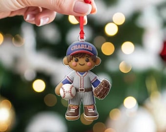 Personalized Baseball Youth Ornament Custom Sports Christmas Ornament Baseball Player Gift Cute Christmas Tree Hanging Decoration 2026