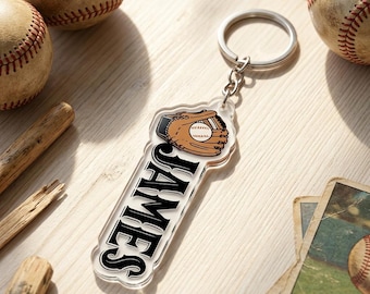 Llavero acrílico personalizado de béisbol, artículo deportivo con nombre personalizado, regalo para papá beisbolero, dije de béisbol de ligas menores, accesorio para mochila de equipo.