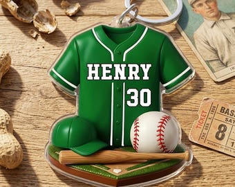 Llavero acrílico personalizado de béisbol, dije de béisbol con nombre y número personalizados, regalo de agradecimiento para entrenadores de béisbol, regalos para equipos deportivos, accesorio para bolsos