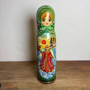 Vintage Hand Painted Russian Matryoshka Nesting Doll Wine Vodka Bottle Holder