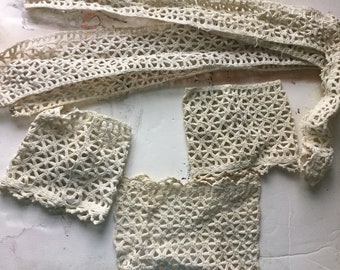 Antique lace strips, sleeve caps and possible pocket