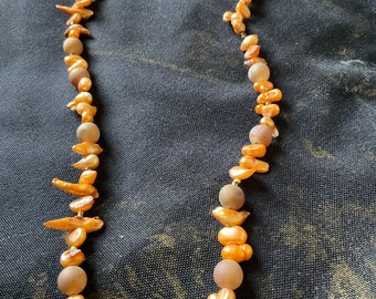 Freshwater pearls and Druzy bead gemstone necklace.