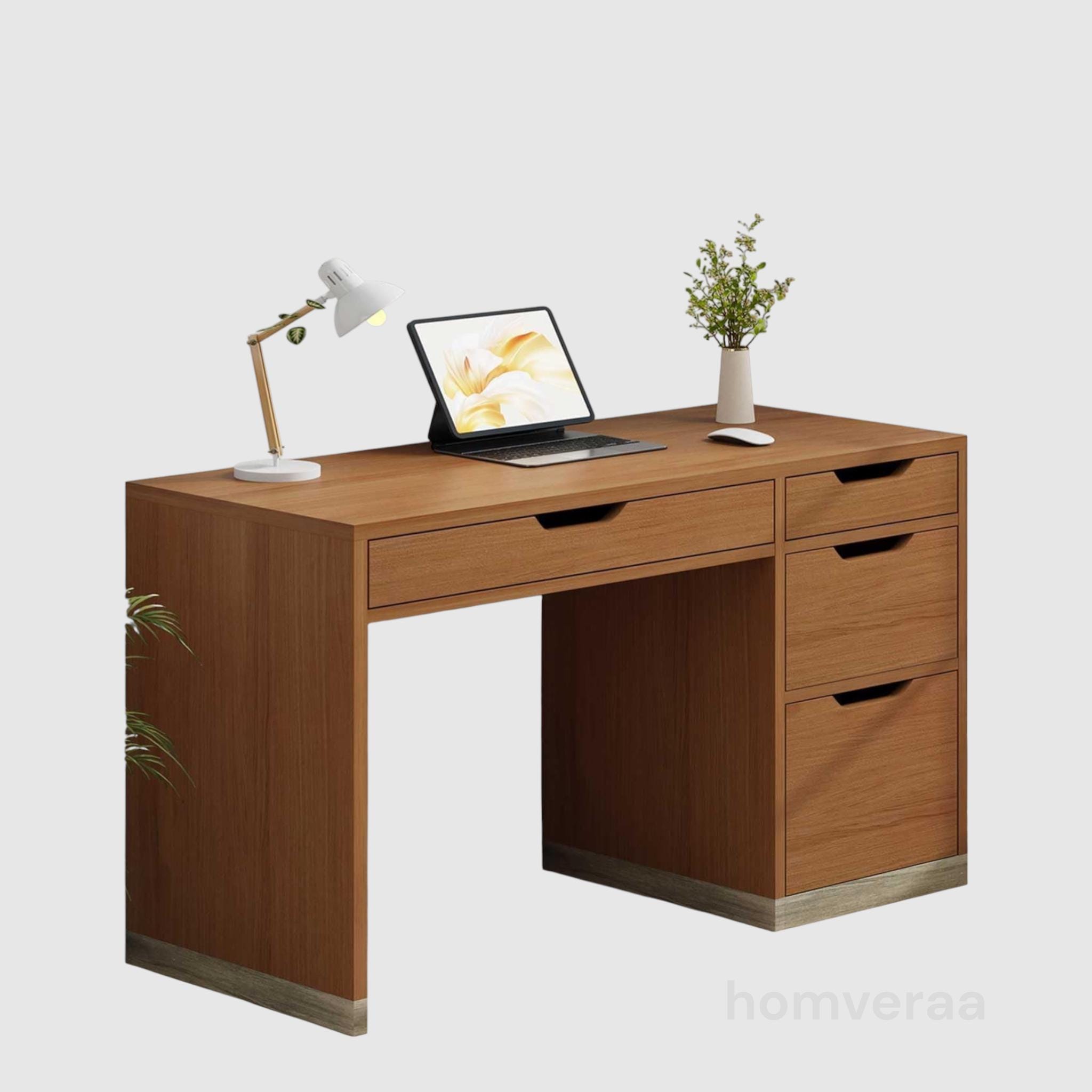 48-inch Modern Computer Desk With Four Drawers, Walnut Home Office ...