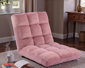 Oversized Velvet Floor Chair, Adjustable Reclining Meditation Seat, Armless Lounge Gaming Chair