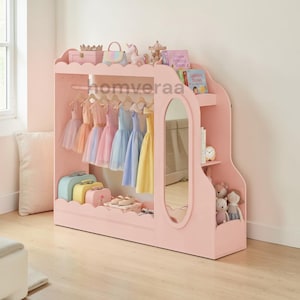 princess armoire dress up Kids Dress Up Storage with Mirror, Princess Dress Up Closet for Little  Girls, Toddler Wardrobe Armoire Organizer with Hanging Rod & Hooks, Pink