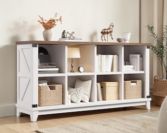 Rustic Wooden Cube Storage Organizer, Farmhouse Bookcase, 6/8/9 Cube Options