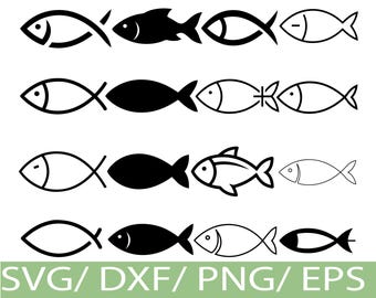 Christliches Fisch SVG Silhouette Bundle - Glaube Ichthys Symbole Minimal Line Icons