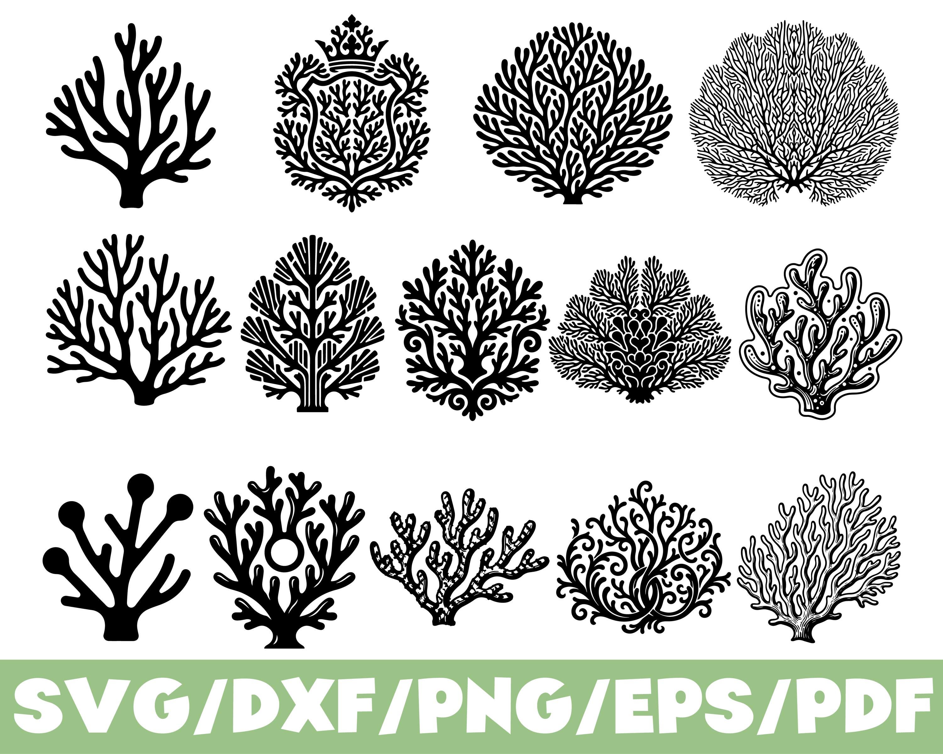 Coral Reef Bundle SVG Silhouette Ocean Sea Coral Clipart Set - Etsy