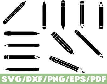 Potlood SVG silhouetbundel, schoolbenodigdheden clipartcollectie voor ambachten