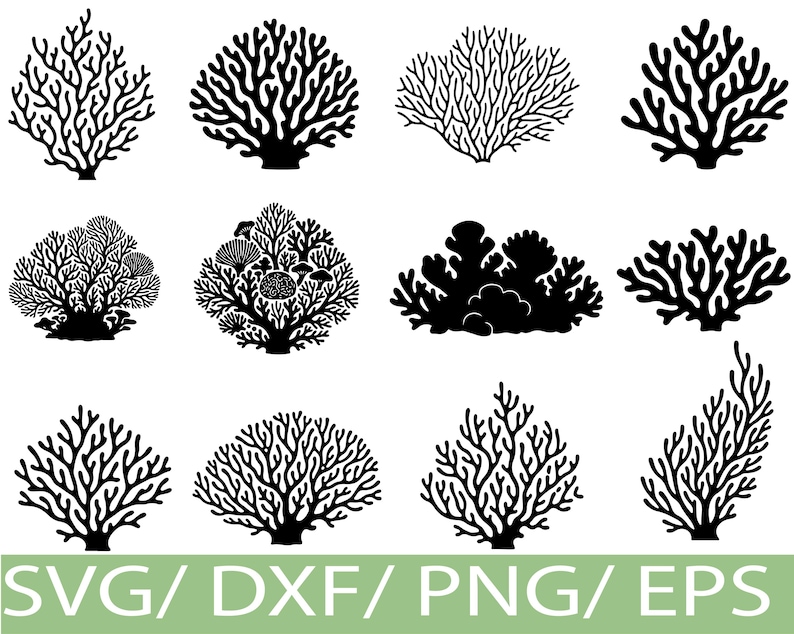 Coral Reef SVG Silhouette Bundle Ocean Sea Coral Shapes Marine Nature ...