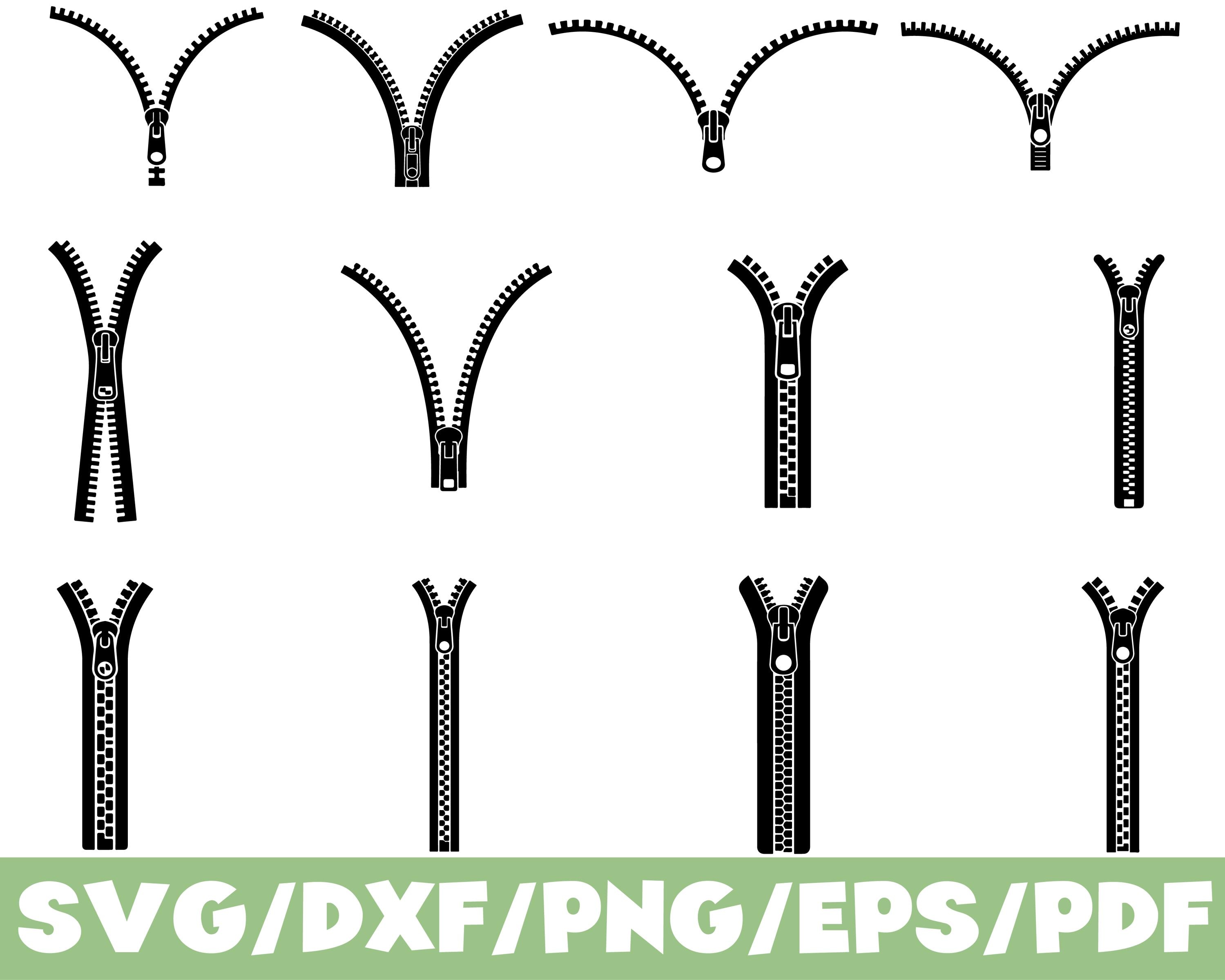 Zip Rider Svg Zipper SVG Silhouette Bundle Sewing Zip Fastener Tailor Craft Icon Set ...