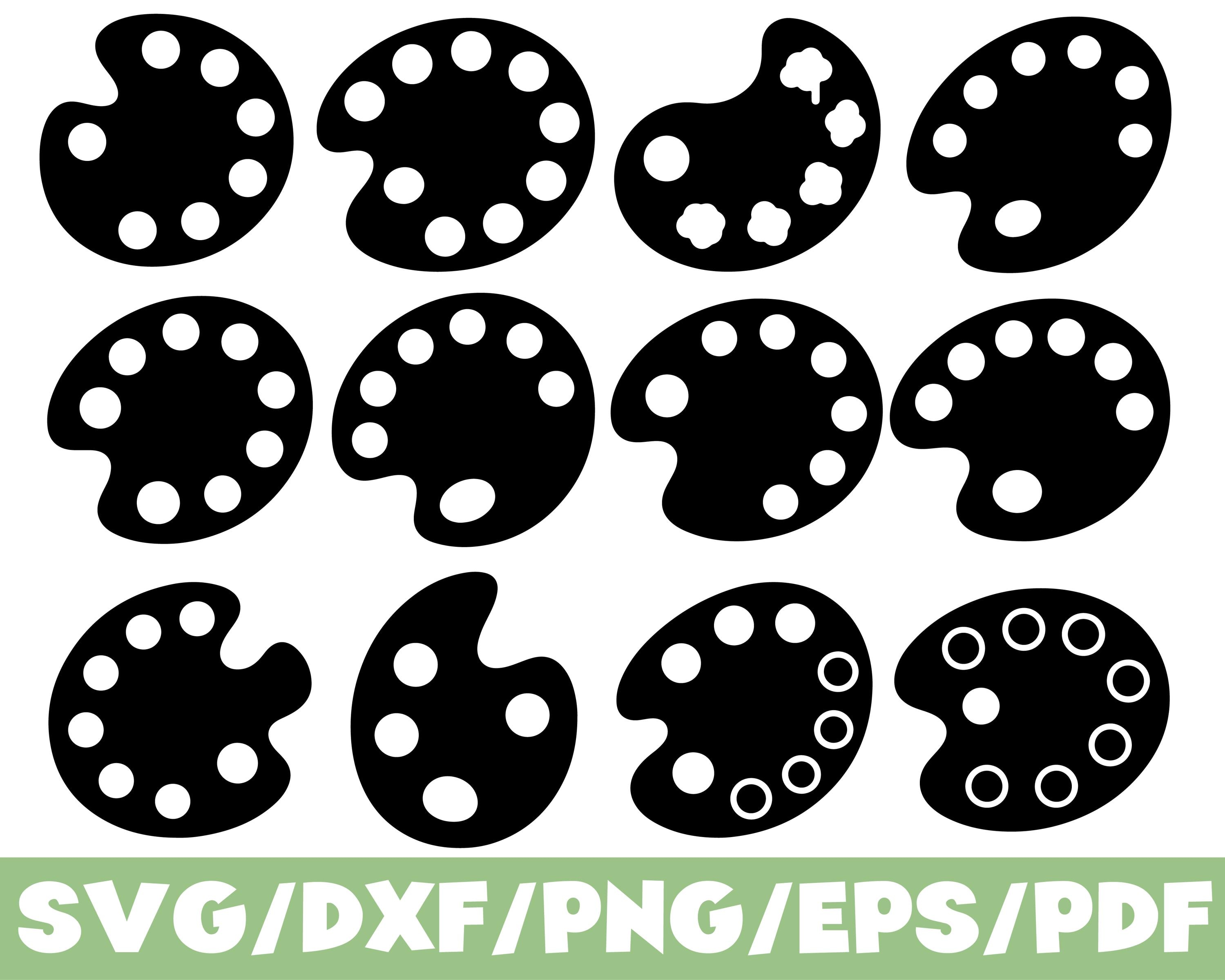 Paint Palette SVG Silhouette Bundle Artist Palette Shapes Clipart Set ...