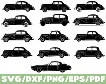 Vintage Classic Cars Bundle SVG Silhouette Retro Automobile Collection