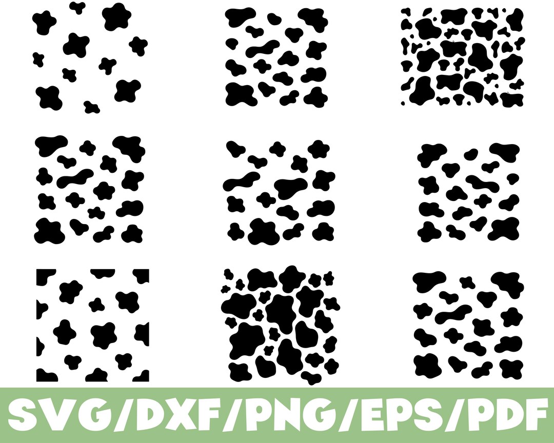 Cow Print Pattern Bundle SVG Silhouette Seamless Animal Spots Design - Etsy