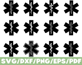 Medical Emergency Star SVG Silhouette Bundle | EMS Paramedic Rescue Symbol Set