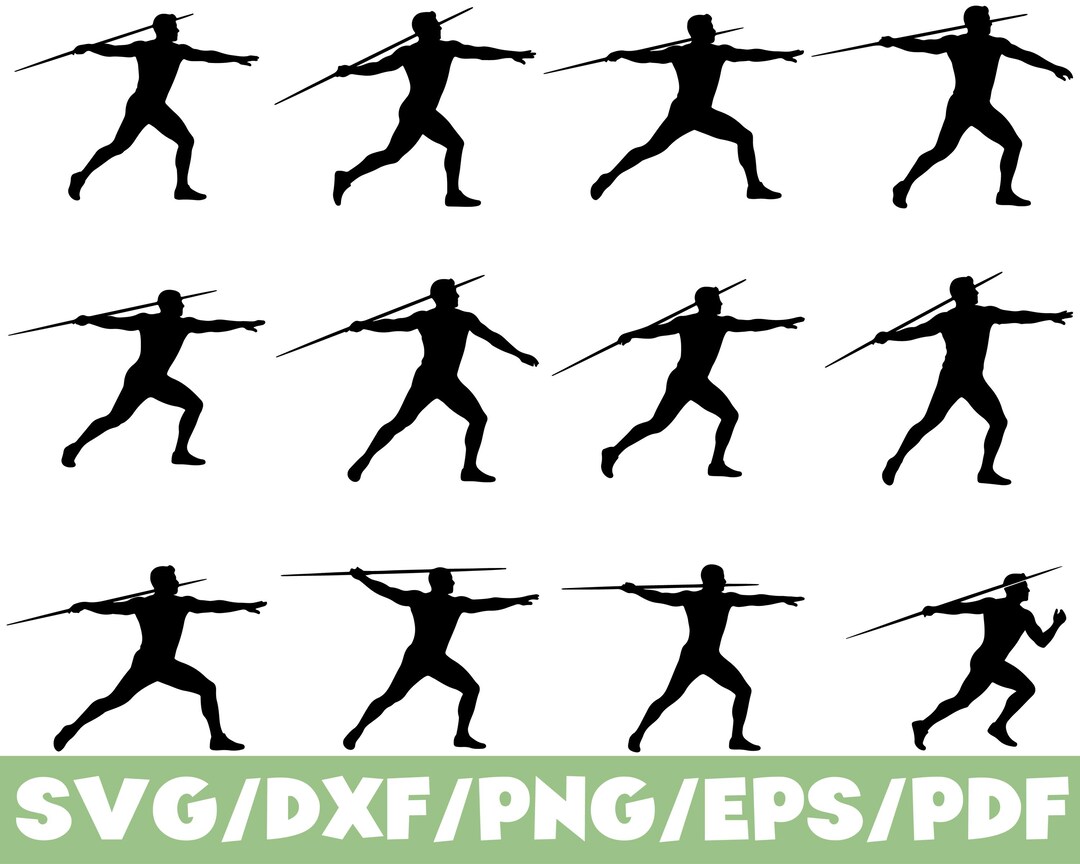Javelin Throw SVG Silhouette Bundle Athlete Track Field Sports Pose Set ...