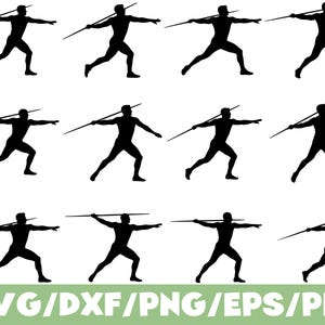 Speerwerpen SVG silhouet bundel atleet atletiek veld sport pose set