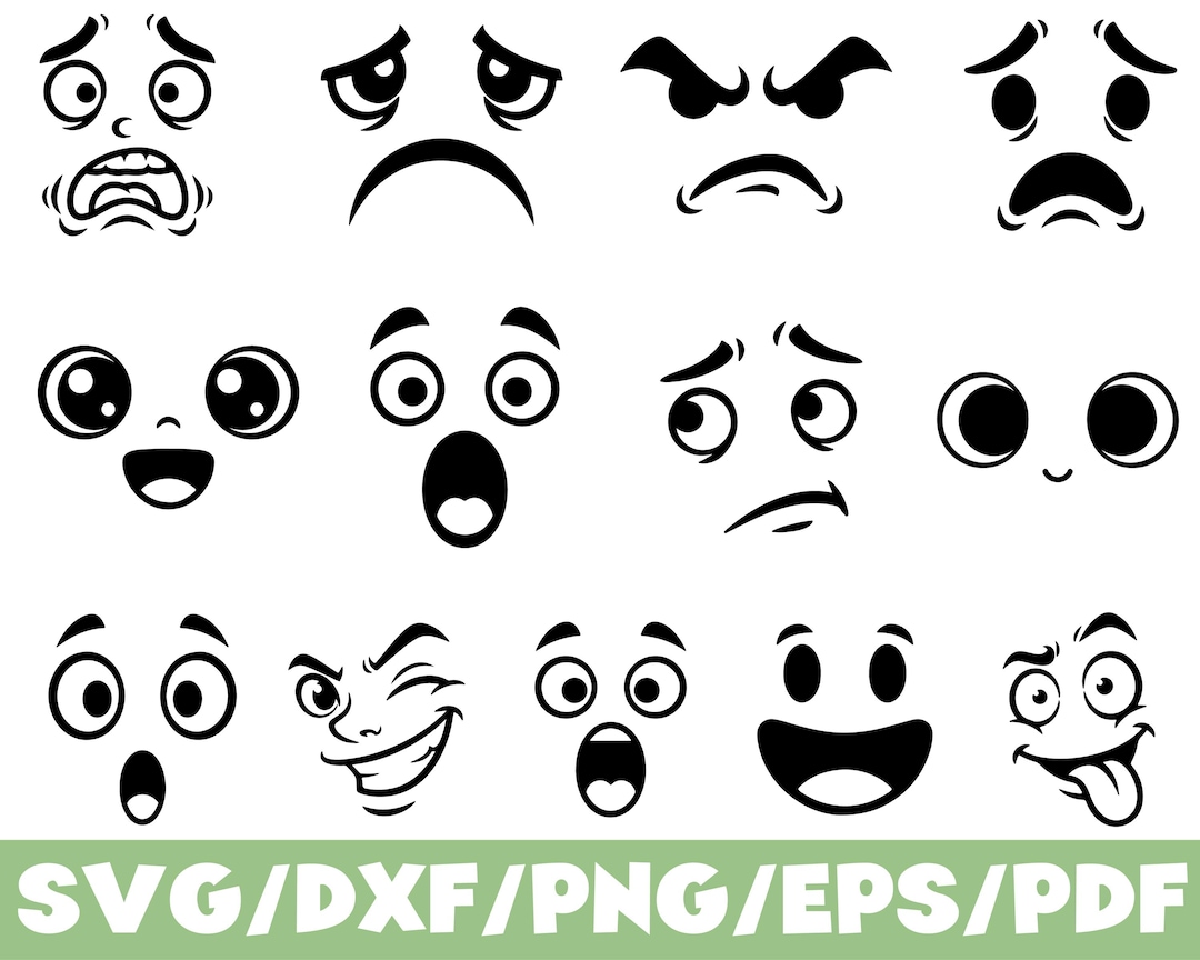Cartoon Face SVG Bundle: Expressions, Funny Faces (digital Download) - Etsy