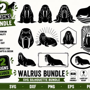 Walrus SVG Silhouette Bundle for Animal Lovers and Ocean Wildlife Crafts