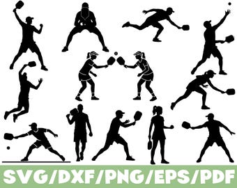 Pickleball Player Collection SVG Silhouette Bundle for Cricut Sports Craft Projects