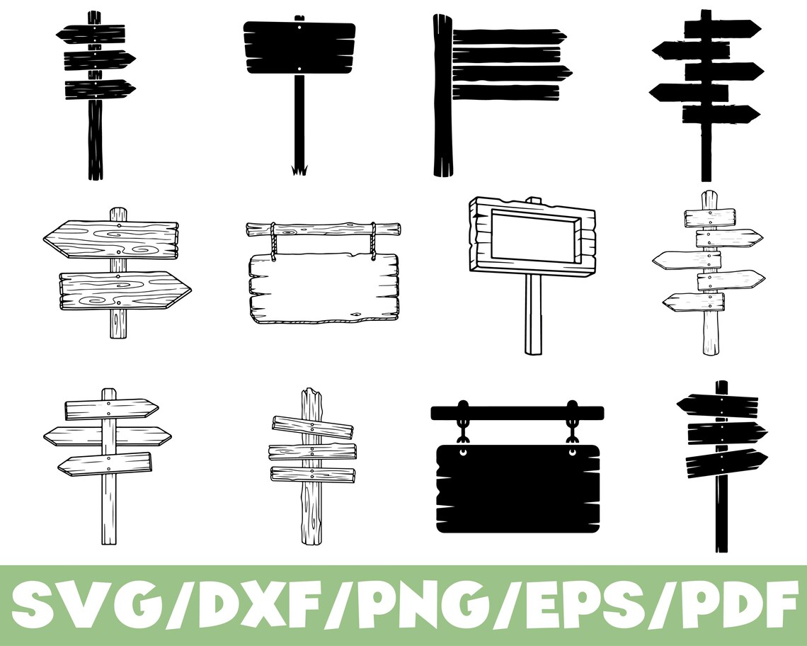 Rustic Wooden Signpost SVG Silhouette Bundle Vintage Direction Signs - Etsy