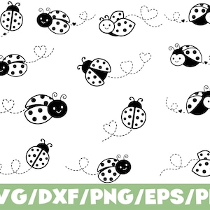Nyckelpiga bunt SVG silhuett tecknad insekt Clipart set