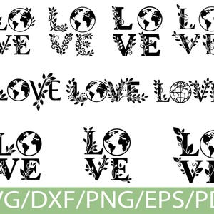 Love Earth SVG Silhouette Bundle Nature Globe Quote Design for Cricut Crafts