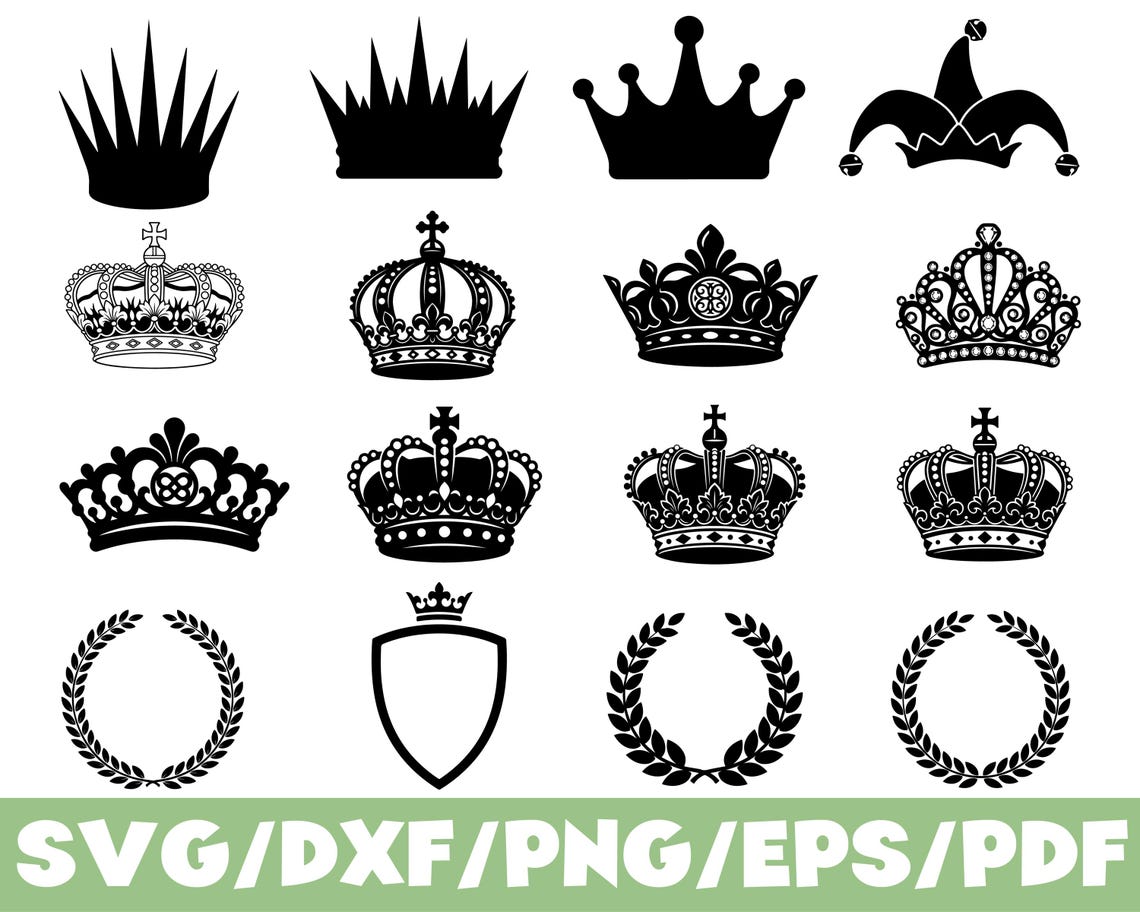Lauri Svg Crown and Laurel Bundle SVG Silhouette Royal Badge Crest Collection ...