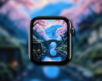 Cherry Blossom Garden | Smartwatch Wallpaper | Watch Face Wallpaper | Fine Art Wallpaper
