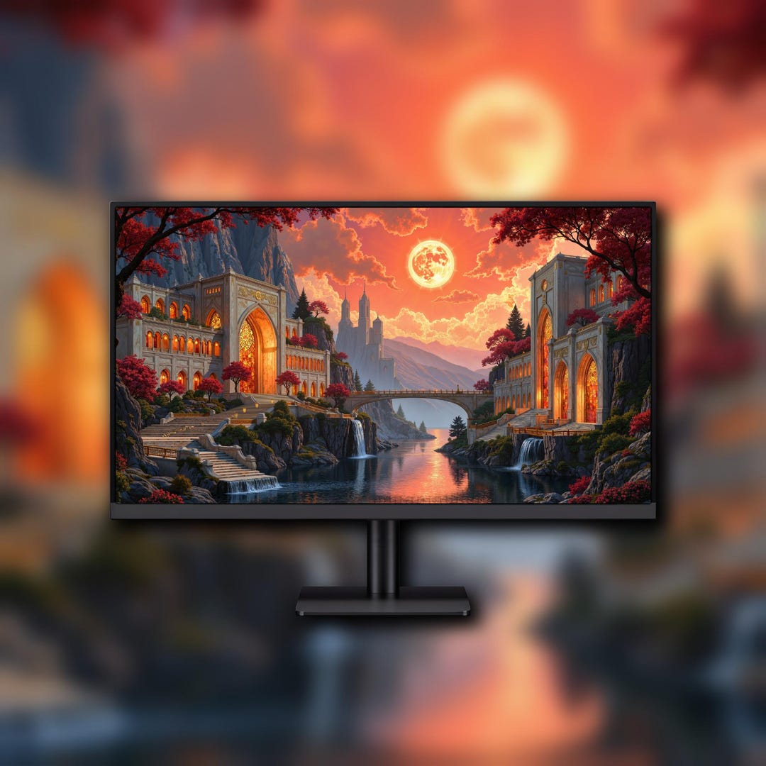 Fantasy Castle at Sunset Wallpaper | Serene & Majestic | 4k Desktop ...