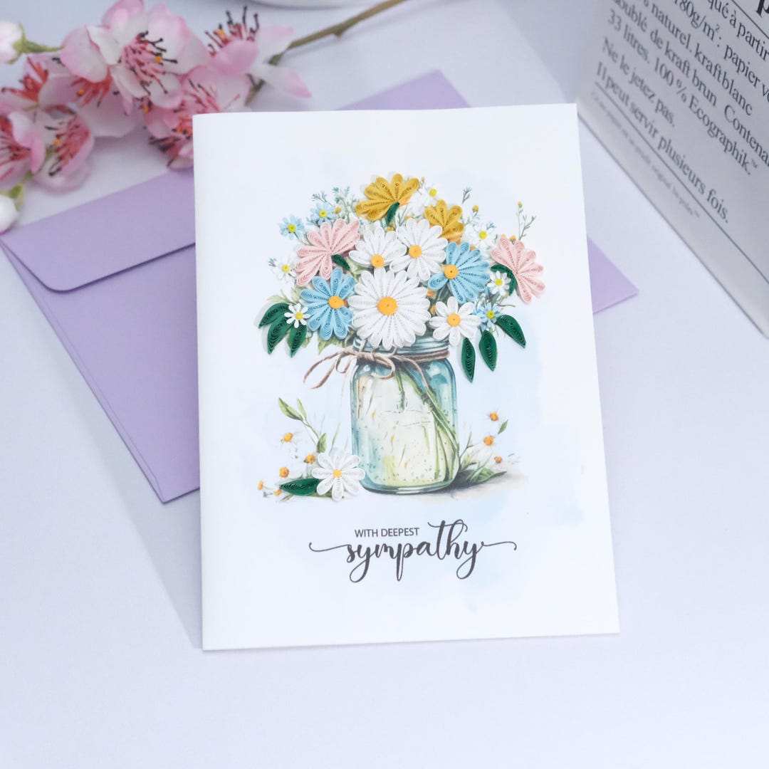 Daisy Get Well Soon Quilling Card Handmade 5x7 Floral Recovery Greeting ...