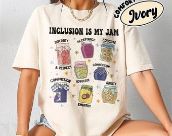 Koszulka „Inclusion Is My Jam Comfort Colors”, prezent dla nauczyciela SPED, koszulka z nadrukiem na rzecz świadomości autyzmu, koszulka dla nauczycieli edukacji specjalnej, odzież dla nauczycieli neuroróżnorodności