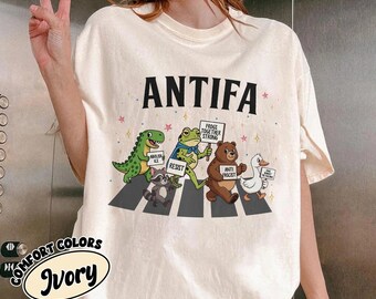 Koszulka Antifa Animal Comfort Colors, Patriotyczna koszulka antyfaszystowska, Koszulka z hasłami o prawach człowieka, Prezent dla Sprawiedliwych Społecznie