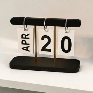 Minimalist Perpetual Desk Calendar | Handmade Flip Date Display | Modern Desk & Shelf Decor