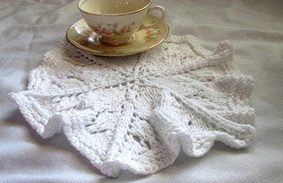 Round Dishcloth Knit Pattern Knit Doily Pattern Lace Washcloth Knitting Pattern Lacy Ruffled Knit Dishcloth Pattern