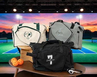 Bolsa de Pickleball personalizada, bolsa de lona con monograma personalizado, bolsa deportiva bordada, regalo para amantes del Pickleball, regalo para mamás de Pickleball