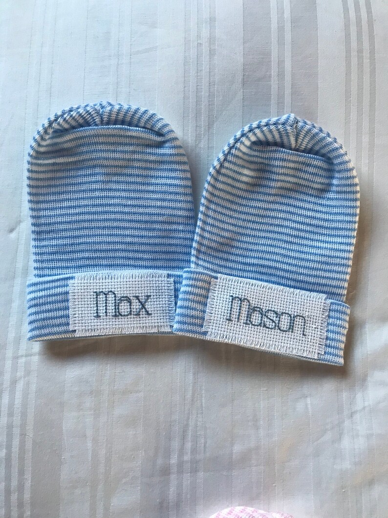 Twins newborn hats for both baby boy and baby girl twins by Infanteenie Beenie