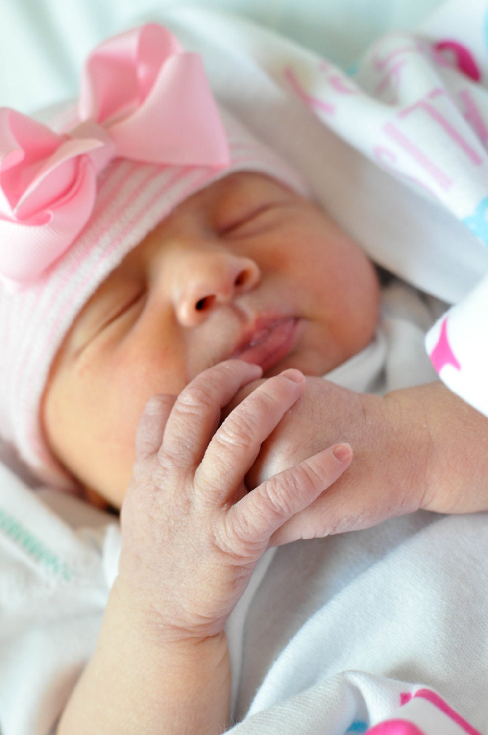 Bow Light Pink newborn Hospital Hat 
