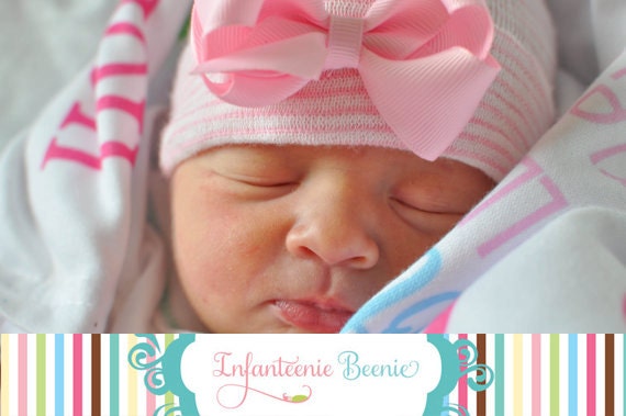 Bow Light Pink newborn Hospital Hat 