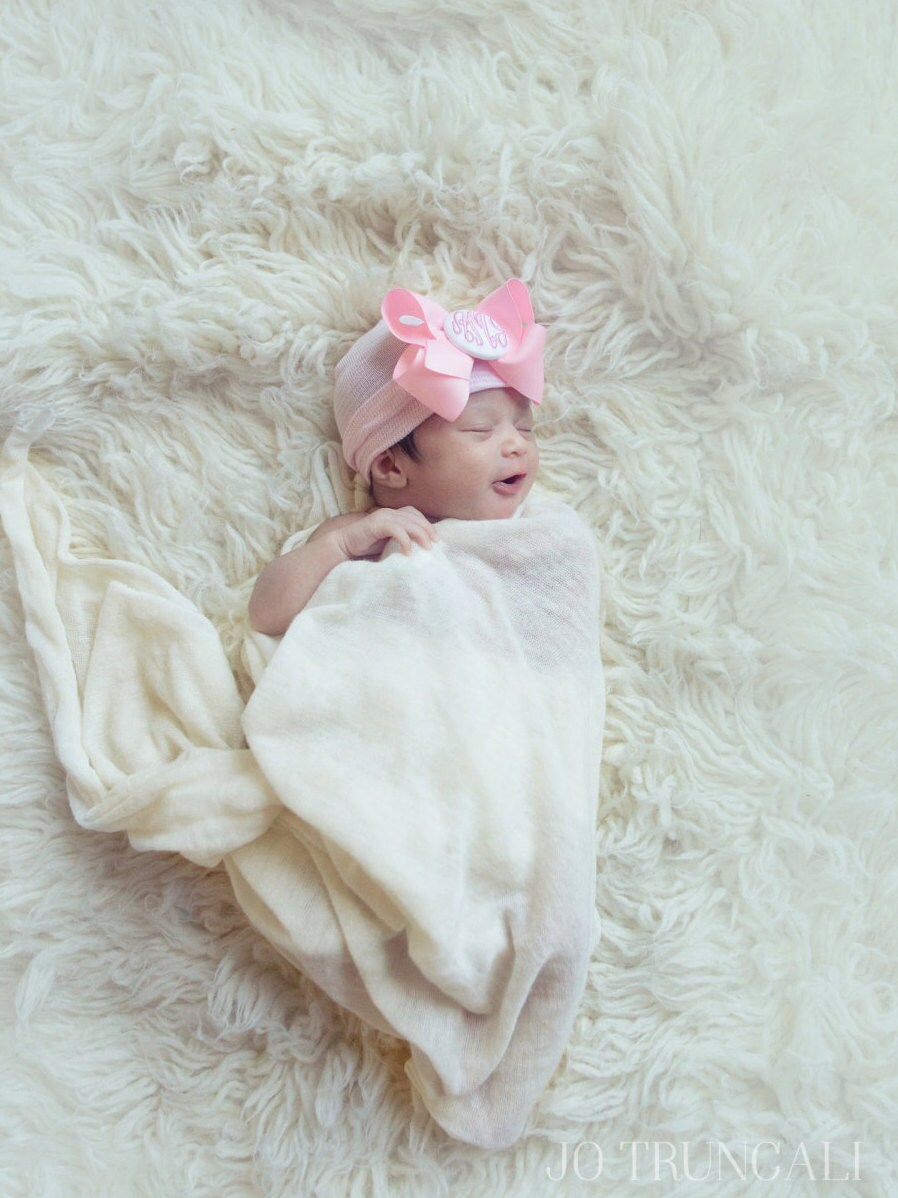 Monogrammed Newborn Hat Newborn Girl 