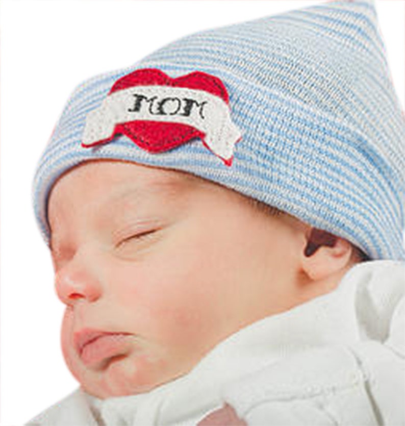Baby Boy Newborn Hospital Hat Newborn Boy Blue and White Etsy